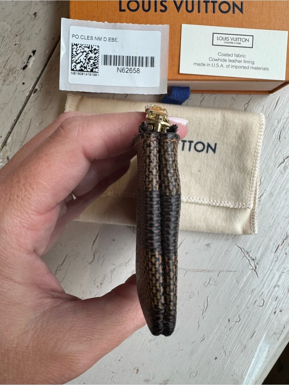Louis Vuitton Damier Ebene Cles Key Pouch Small Zip Card & Coin Pouch
